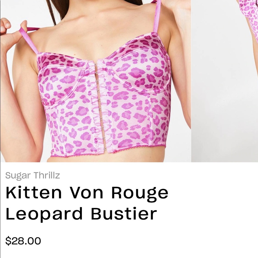 Sugar Thrillz Hot Pink Kitten von Rouge Leopard Print Bustier & Skirt Set